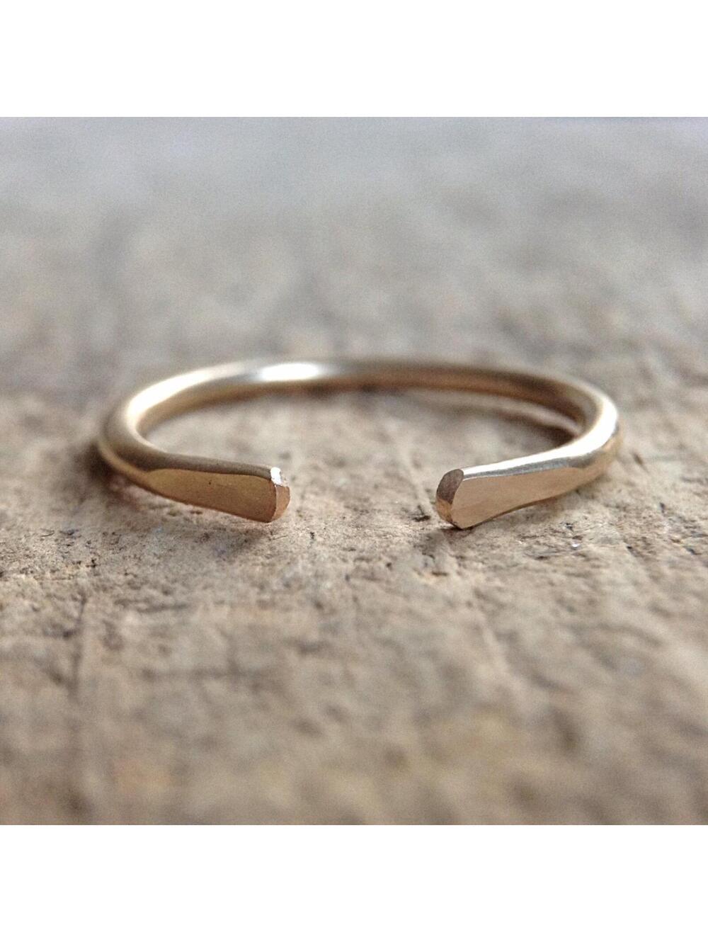 14K Gold Filled Open Cuff Ring Handmade Minimalist Jewelry Stacking Ring Band